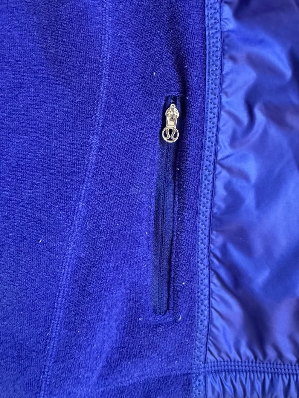 Lululemon Athletica Cobalt Blue Fleece & Nylon Full Zip Jacket Size 6